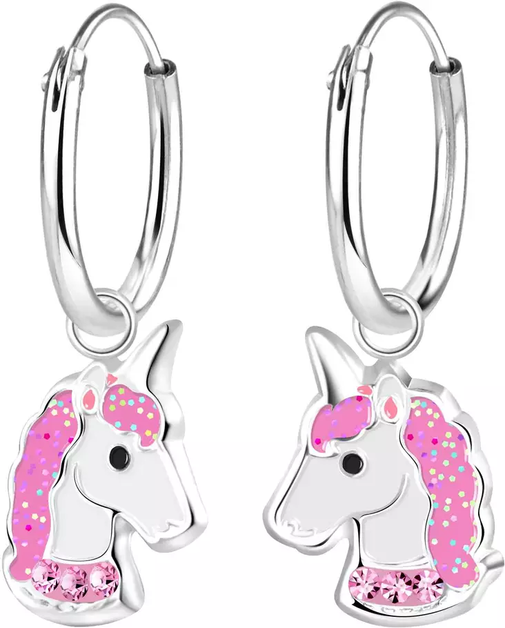 Yksisarvinen korvarengas Pink 7x12mm - Lasten korut - Y3291 - 1