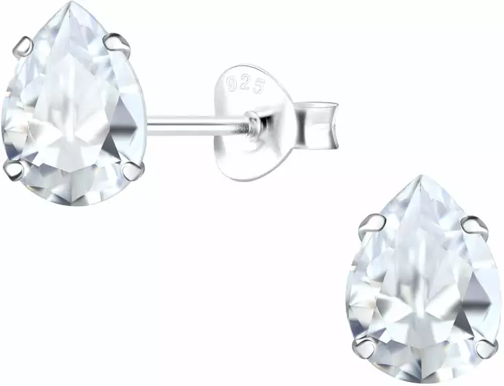 Pisara korvakoru CZ 6x8mm Y4181 - Hopeiset korvakorut - Y4181 - 1