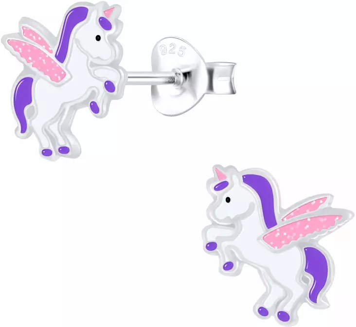 Yksisarvinen siivill=C3=A4 korvakoru hopeaa 8x9mm - Lasten korut - Y9271 - 1