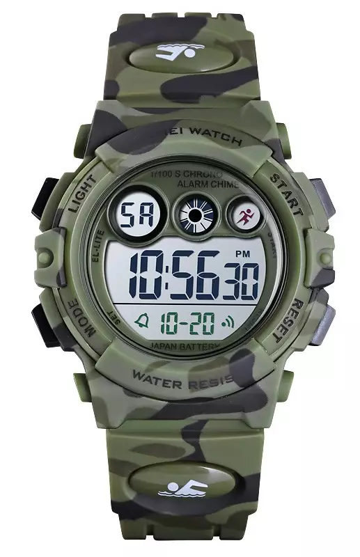 Digital rannekello maastokuvio vihreä - Peruskellot - S341 - 1