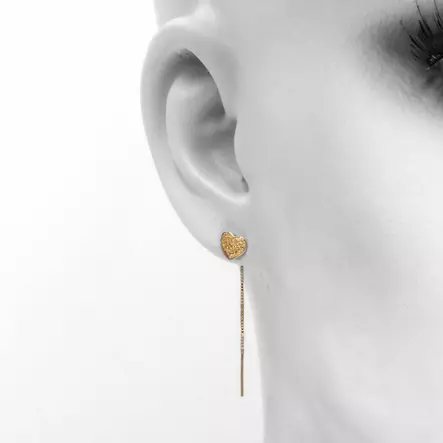Korvakorut läpivedettävä sydän - Kultaiset korvakorut - K20222 - 2