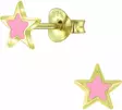 Kullattu pinkki tähtikorvakorut - Hopeiset korvakorut - Y5892 - 1