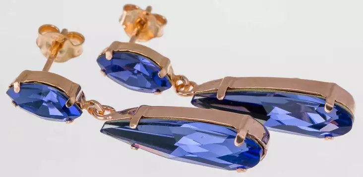 2-osaiset korvakorut sinisill=C3=A4 zirkoneilla RHK392 - Hopeiset korvakorut - RHK392 - 1