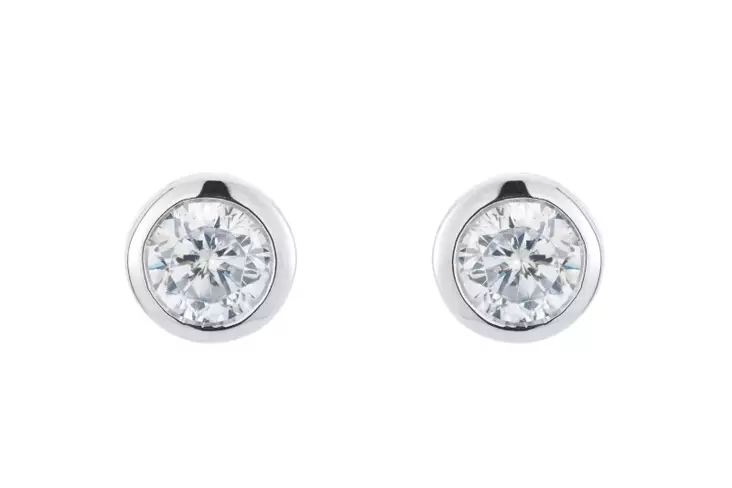 Hopeiset pyöreät korvakorut kirkkailla zirkoneilla C10402 - Hopeiset korvakorut - C10402 - 1