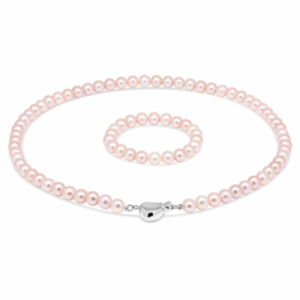 Kastehelminauha Pink 32+10cm sydänlukolla - Kastehelmet - KH-1PINK32 - 1