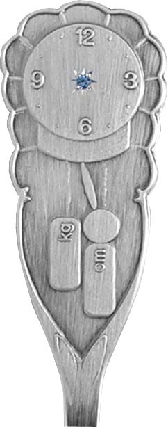 Hopeinen kummilusikka Kello sinisell=C3=A4 zirkonilla - Kummilusikat - KU22 - 1
