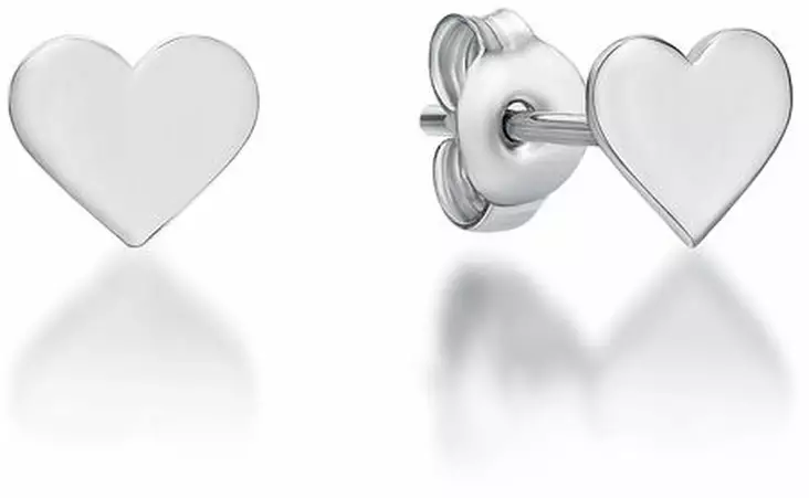 Sileät sydän korvakorut - Hopeiset korvakorut - CKK32 - 1