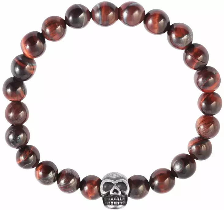 Skull luonnokivirannekoru tiikerinsilm=C3=A4 SH117-002 - Rannekorut muut materiaalit - SH117-002 - 1