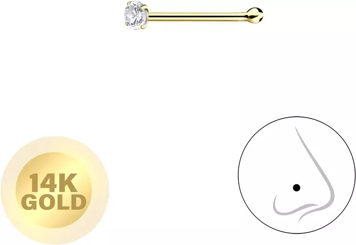 Nen=C3=A4koru kultaa 1,5mm kirkas zirkonia - Lävistyskorut - Y1992 - 1