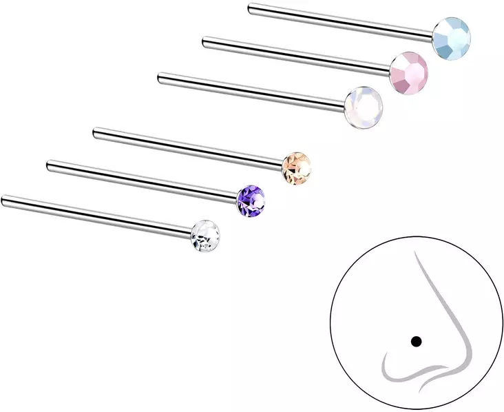 Nen=C3=A4korusetti 6-osaa hopeaa - Lävistyskorut - Y4262 - 1