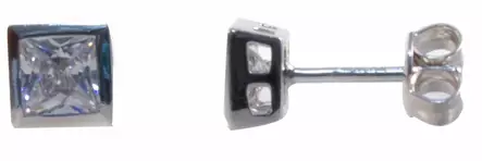 Neliö zirkoni 5x5mm tappi kirkas - Hopeiset korvakorut - C10543 - 1