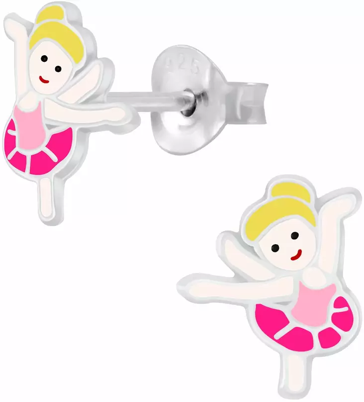 Ballerina Fuchsia emaloitu Y6683 - Hopeiset korvakorut - Y6683 - 1