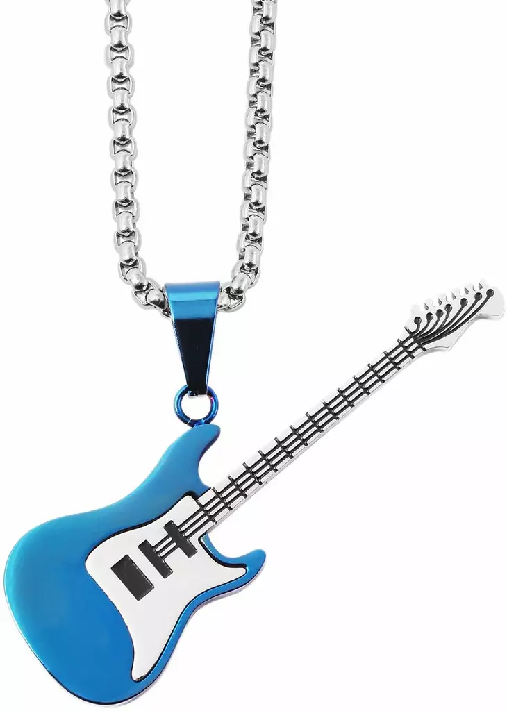 Kaulakoru S=C3=A4hk=C3=B6kitara Sininen-Hopea SH362-003 - Teräksiset kaulakorut - SH362-003 - 1
