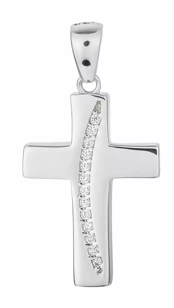 Hopearisti riipus 19x13mm 45cm - Rippiristi hopea - H280073 - 1