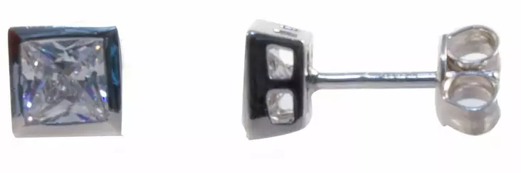 Neliö zirkoni 5x5mm tappi kirkas - Hopeiset korvakorut - C10543 - 1
