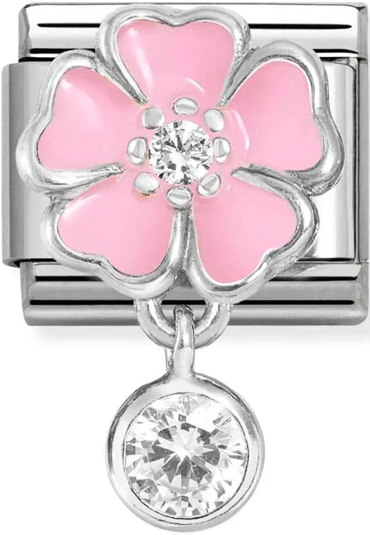 Nomination pala pinkki kukka ja ympyr=C3=A4 - Composable Classic - 331814-03 - 1