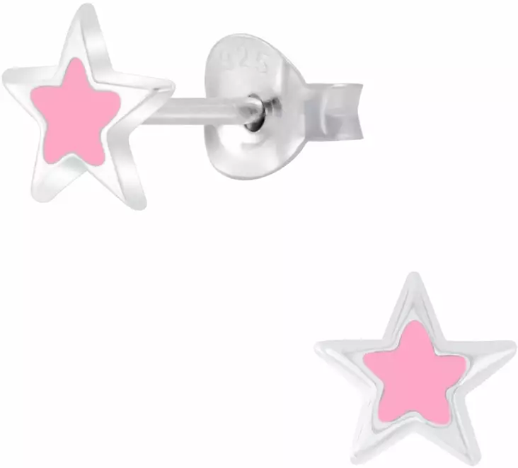 Silver Star pink emaloitu Y5893 - Hopeiset korvakorut - Y5893 - 1