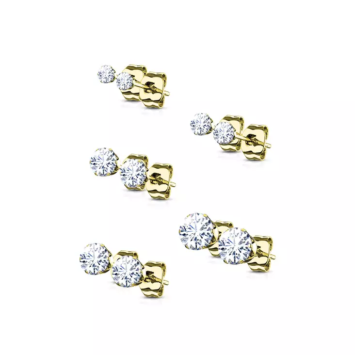 Zirkon korvakorut, kullattu teräs - Teräksiset korvakorut - HG03 - 1