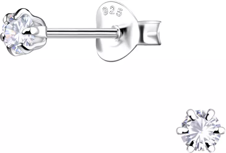 Krappi korvakoru 3 mm kirkas cz hopeaa - Hopeiset korvakorut - Y2143 - 1