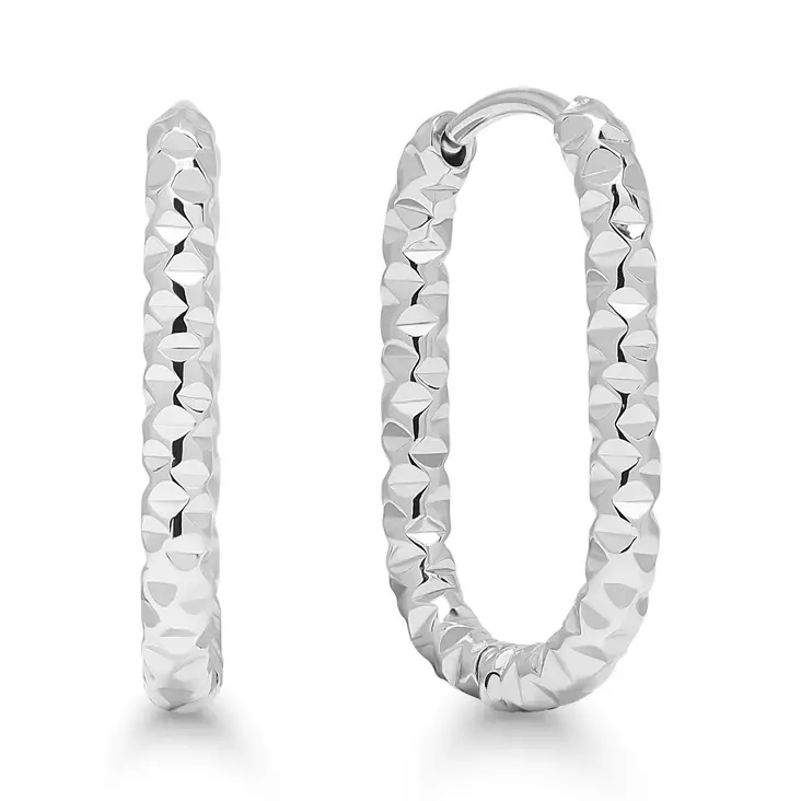 Teräskorvarenkaat timanttileik 17x13mm - Teräksiset korvakorut - SSE-1393 - 1