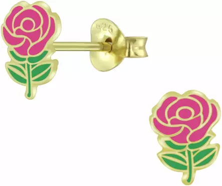 Pinkit Ruusu Korvakorut - Hopeiset korvakorut - Y6054 - 1