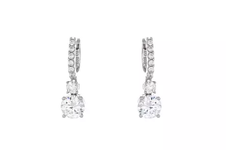 Korvarenkaat riippuva zirkoni kirkas hopea - Hopeiset korvakorut - C10354 - 1