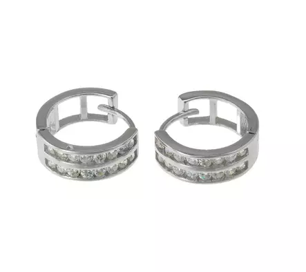 Valkokultaiset korvarenkaat zirkoneilla - OUTLET korvakorut - 17-K1734 - 1