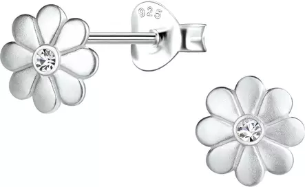 Kukka keski kristalli - Hopeiset korvakorut - Y1614 - 1