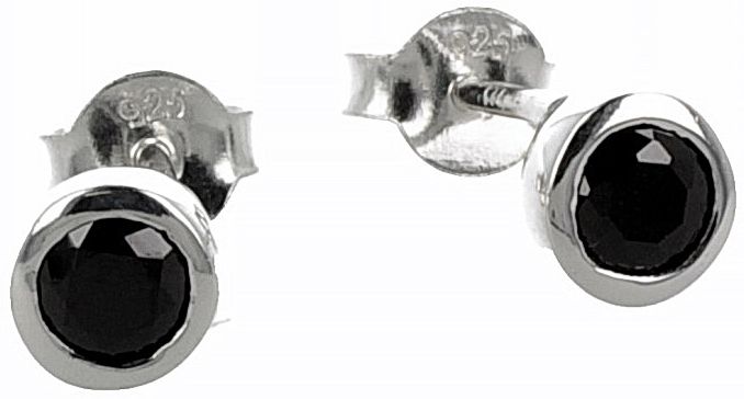 Korvakorut mustalla zirkonilla HK824 - Hopeiset korvakorut - HK824 - 1