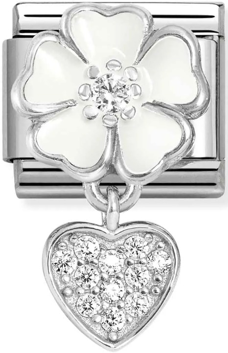 Nomination pala white flower with heart - Composable Classic - 331814-04 - 1