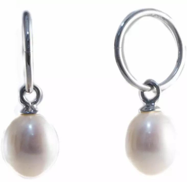 Trapani Helmi kreoli 12 mm 8 mm helmi - Hopeiset korvakorut - PS014 - 1