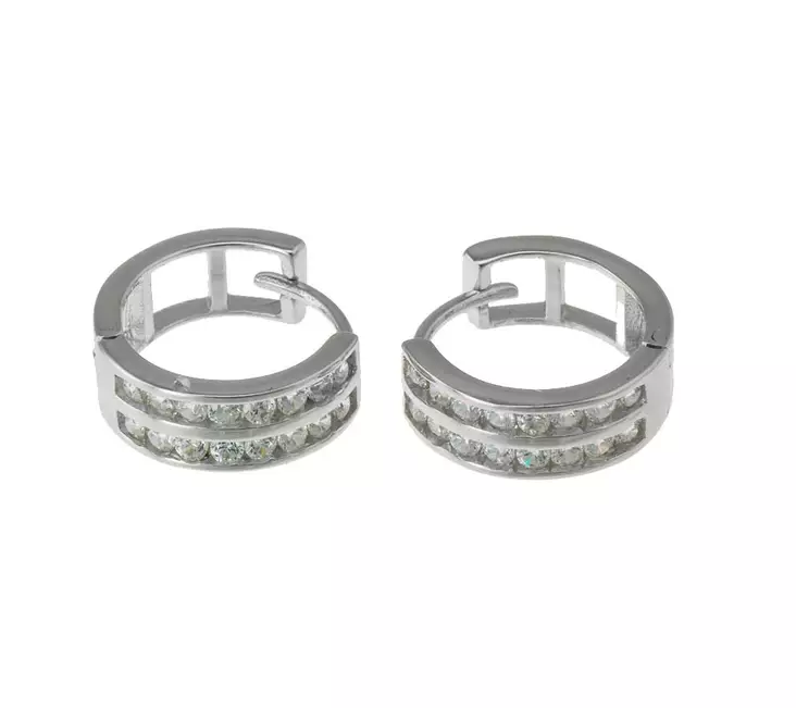 Valkokultaiset korvarenkaat zirkoneilla - OUTLET korvakorut - 17-K1734 - 1