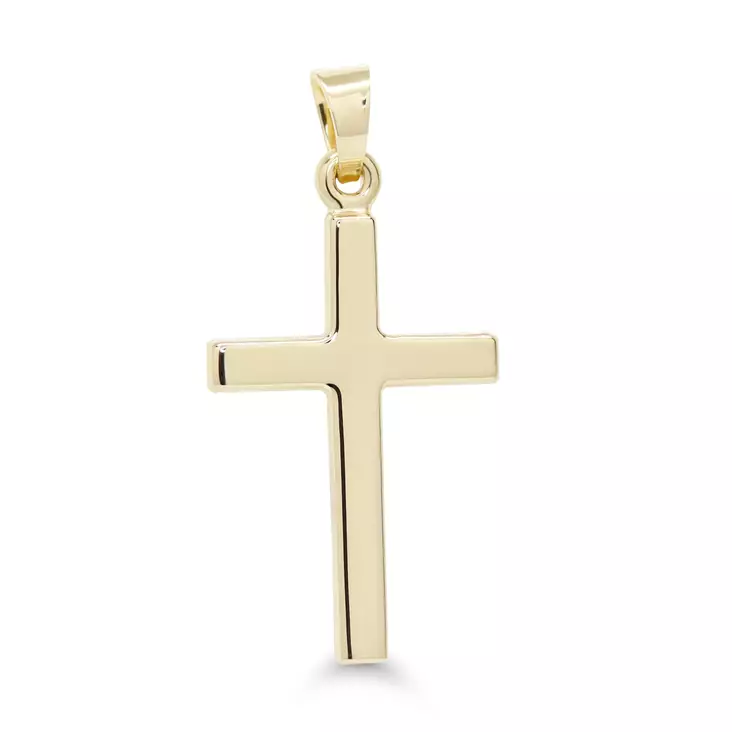 Keltakultainen ristiriipus 25,5mm sileä - Rippiristi kulta - 9K-P3434 - 1