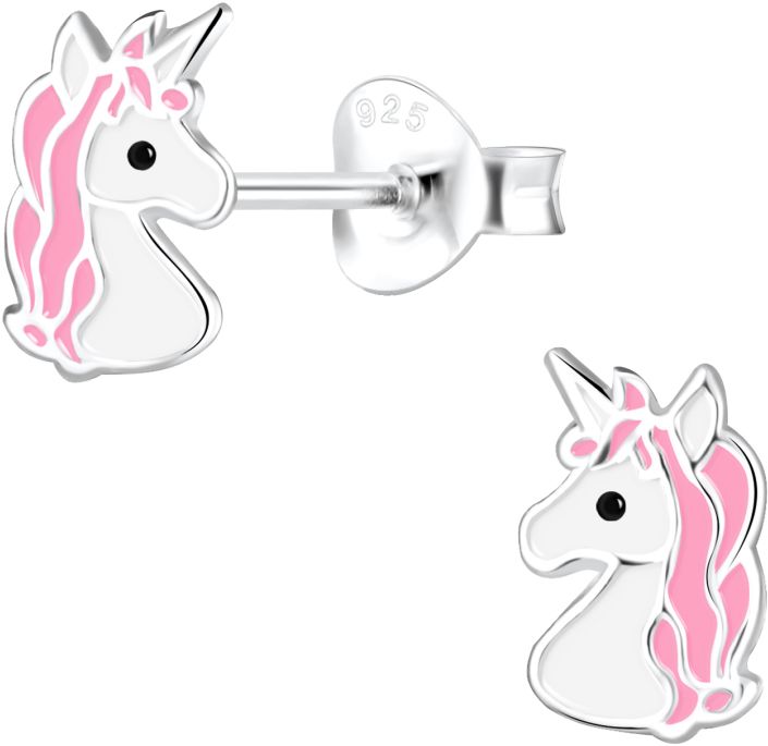 Yksisarvinen Pink korvakoru 6x8mm - Lasten korut - Y2424 - 1