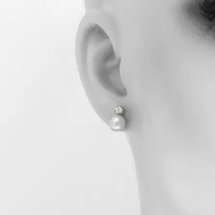 Helmikorvakorut tappi 7 mm 3mm zirkon tappi - Kultaiset korvakorut - K20185 - 2