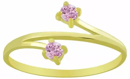 Kullattu Hopeasormus Kahdella Zirkonialla Y6259 - Hopeiset sormukset - Y6259165 - 1