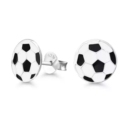 Hopeiset jalkapallo korvakorut - Hopeiset korvakorut - E-0335 - 1