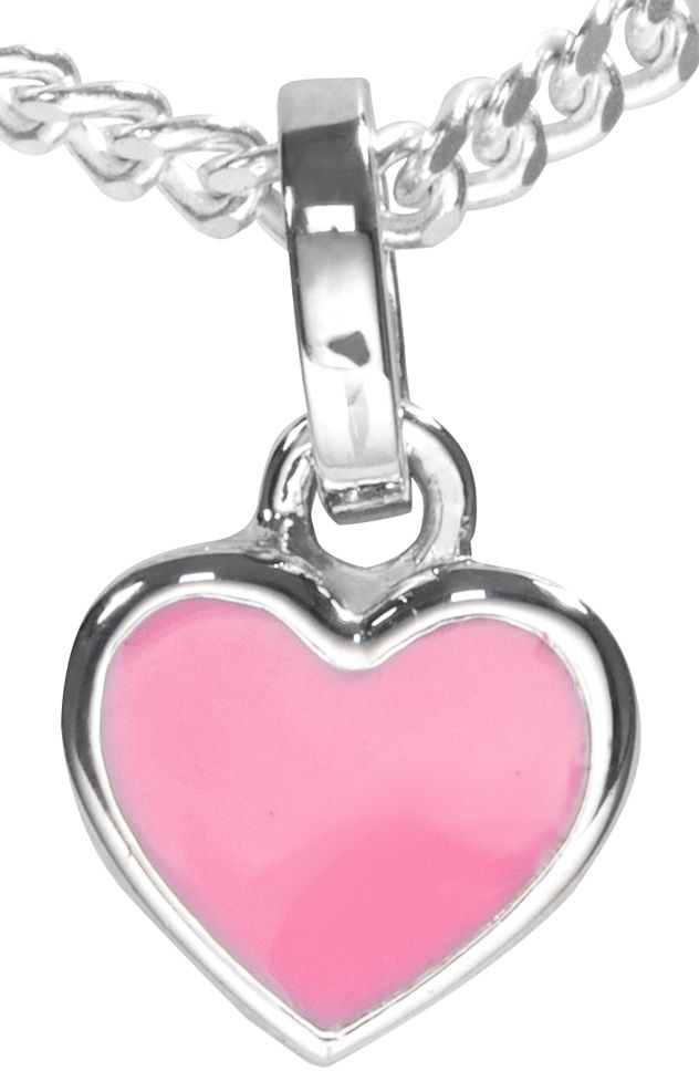 Pinkki sydänriipus 38cm - Hopeiset kaulakorut - CRR65 - 1