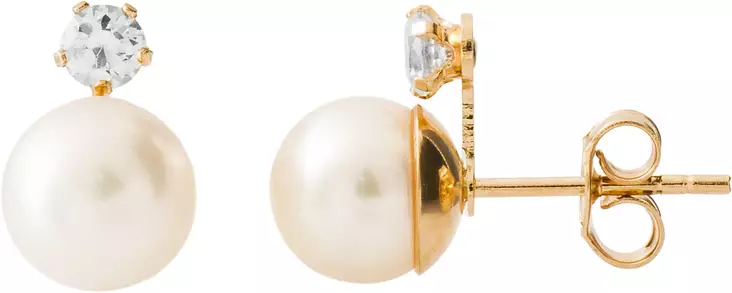 Helmikorvakorut tappi 7 mm 3mm zirkon tappi - Kultaiset korvakorut - K20185 - 1