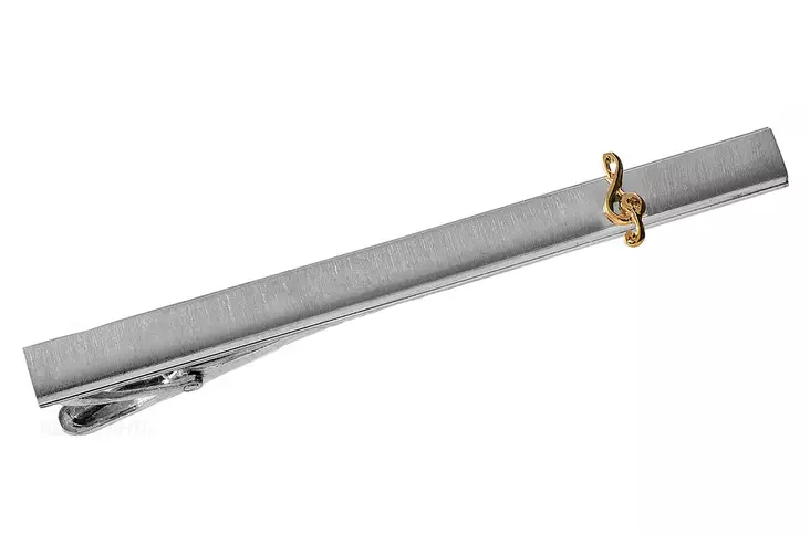 Hopeinen solmioneula kultaisella nuottiavaimella TK345 - Solmioneulat - TK345 - 1