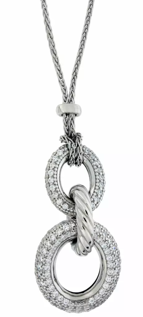 Hopeinen kaulakoru zirkonrenkailla JE190-45 - Hopeiset kaulakorut - JE190-45 - 1