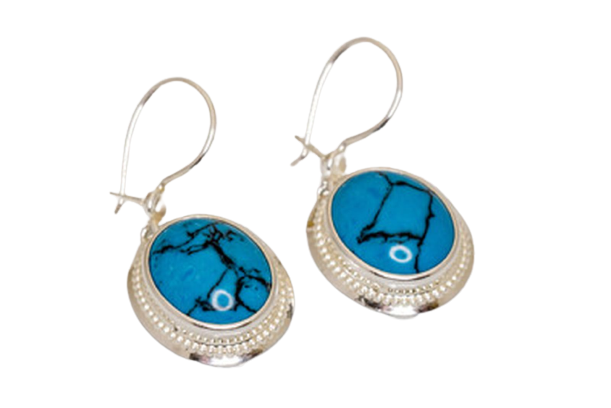 Kamee korvakorut Turkoosilla - Hopeiset korvakorut - H4085 - 1