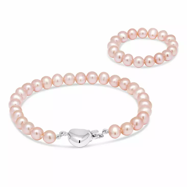 Kastehelmiranne Pink 15+8cm sydän lukko - Kastehelmet - KH-1PINK15 - 1