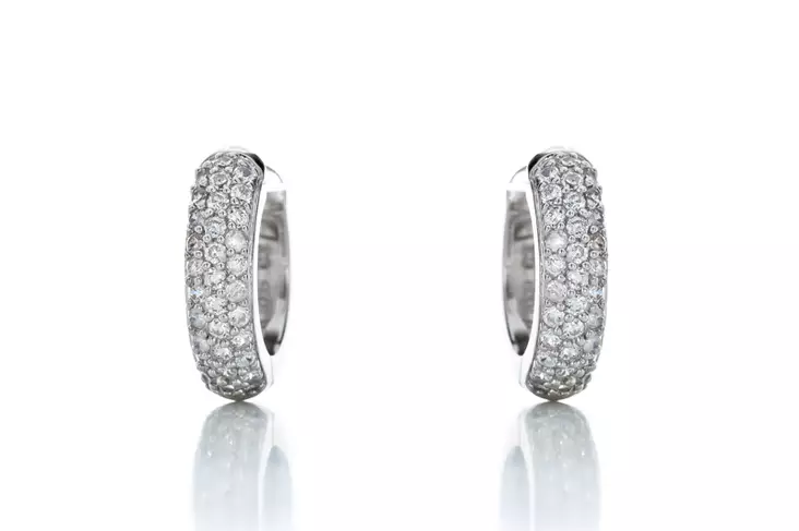 Korvakorut kreoli zirkon rivit - Hopeiset korvakorut - C10245 - 1