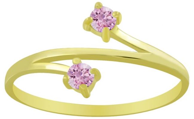 Kullattu Hopeasormus Kahdella Zirkonialla Y6259 - Hopeiset sormukset - Y6259165 - 1