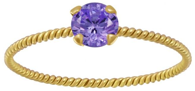 Kullattu Hopeinen Kierresormus Zirkonialla Y3877 - Hopeiset sormukset - Y3877165 - 1