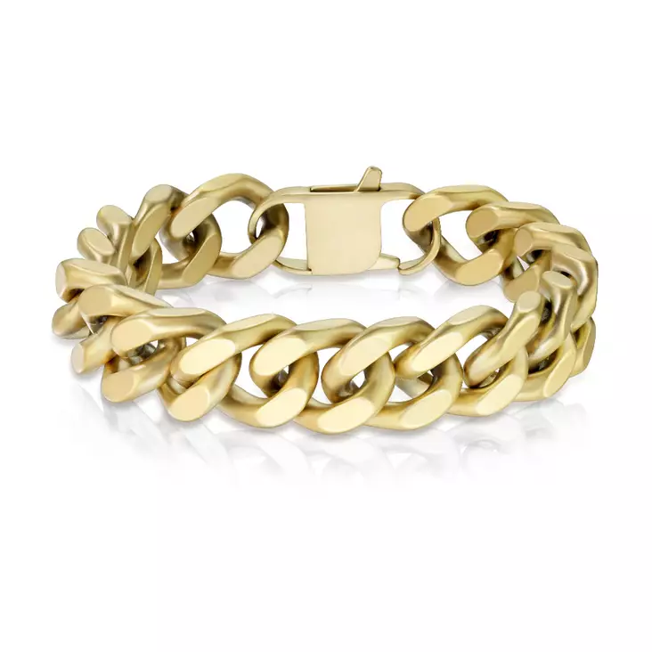 Kullattu panssariranne teräs 12mm H01MG-12 - Miesten rannekorut - H01MG-12-205 - 1