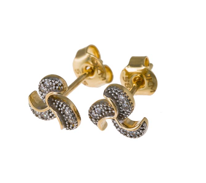 Kultaiset korvakorut zirkoneilla-kolme siipe=C3=A4 17-K1725 - OUTLET korvakorut - 17-K1725 - 1