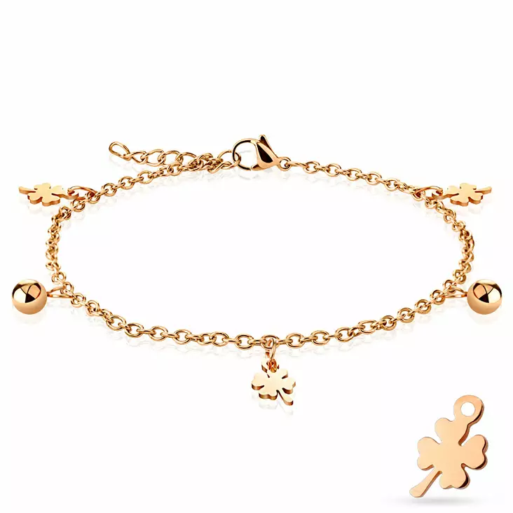 Nilkkaketju Rose pallot ja apilat HN275 - Nilkkakorut - HN275 - 1