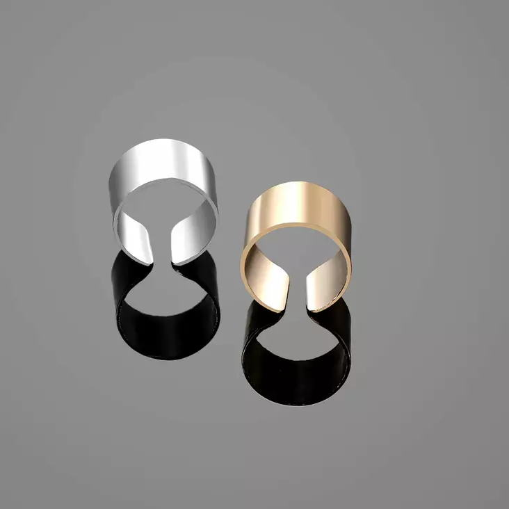 Puriste Cuff Hopea 925 & Punakulta 925 1 - Hopeiset korvakorut - K0305 - 1